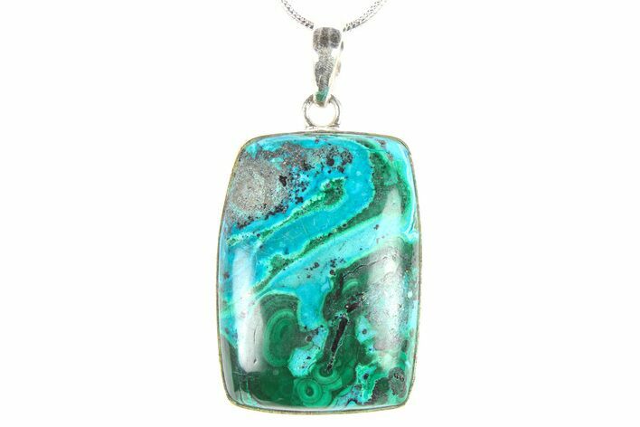 Vibrant Malachite & Chrysocolla Pendant - Sterling Silver #278667